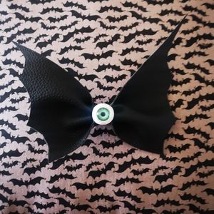 Black Faux Leather Bat Bow